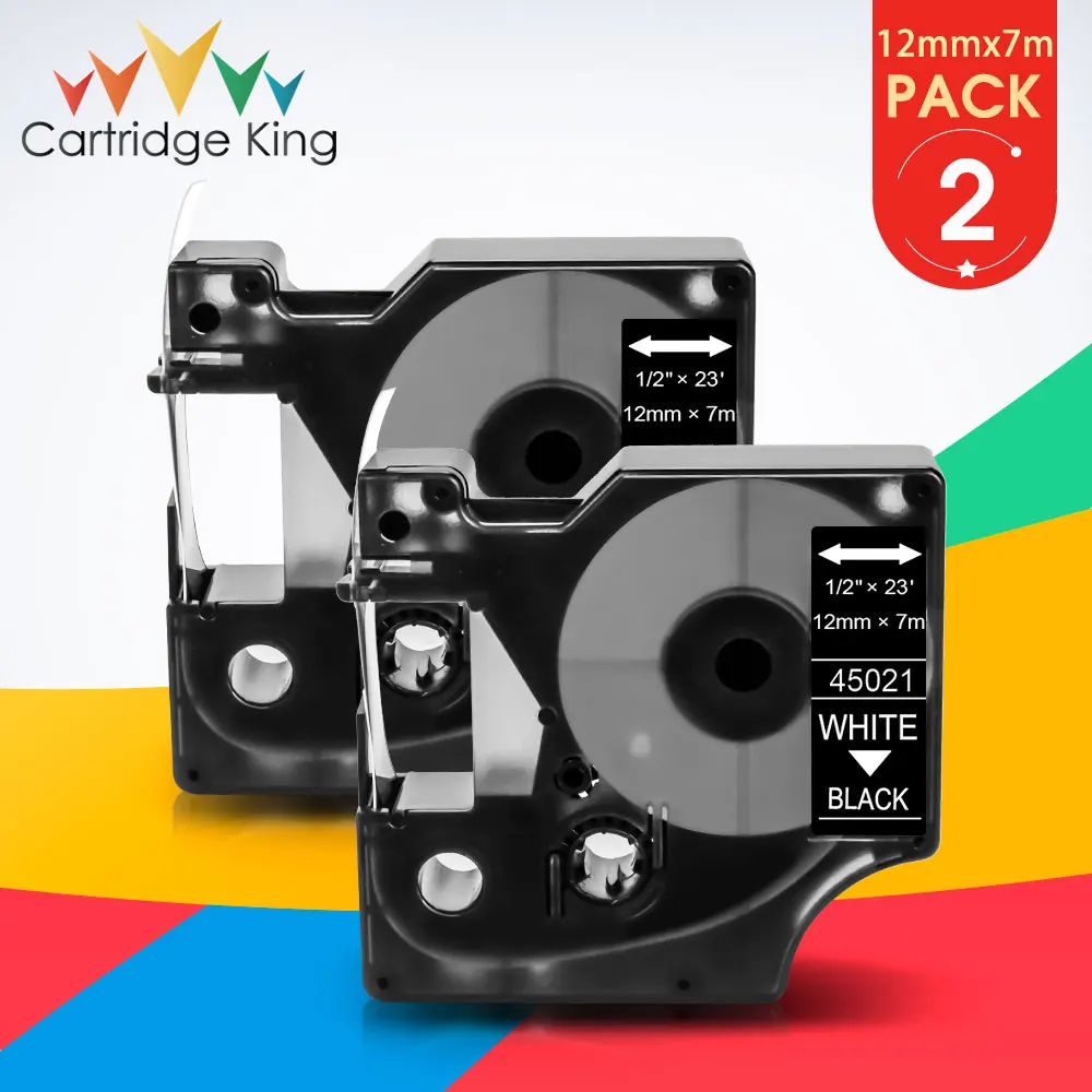 12mm 45021 White on Black 2PCS Printer Ribbon 45021 Replace for Dymo D1 LabelManager PC PC2 PNP 400 420P 450 300 350 Label Maker
12mm 45021 White on Black 2PCS Printer Ribbon 45021 Replace for Dymo D1 LabelManager PC PC2 PNP 400 420P 450 300 350 Label Maker