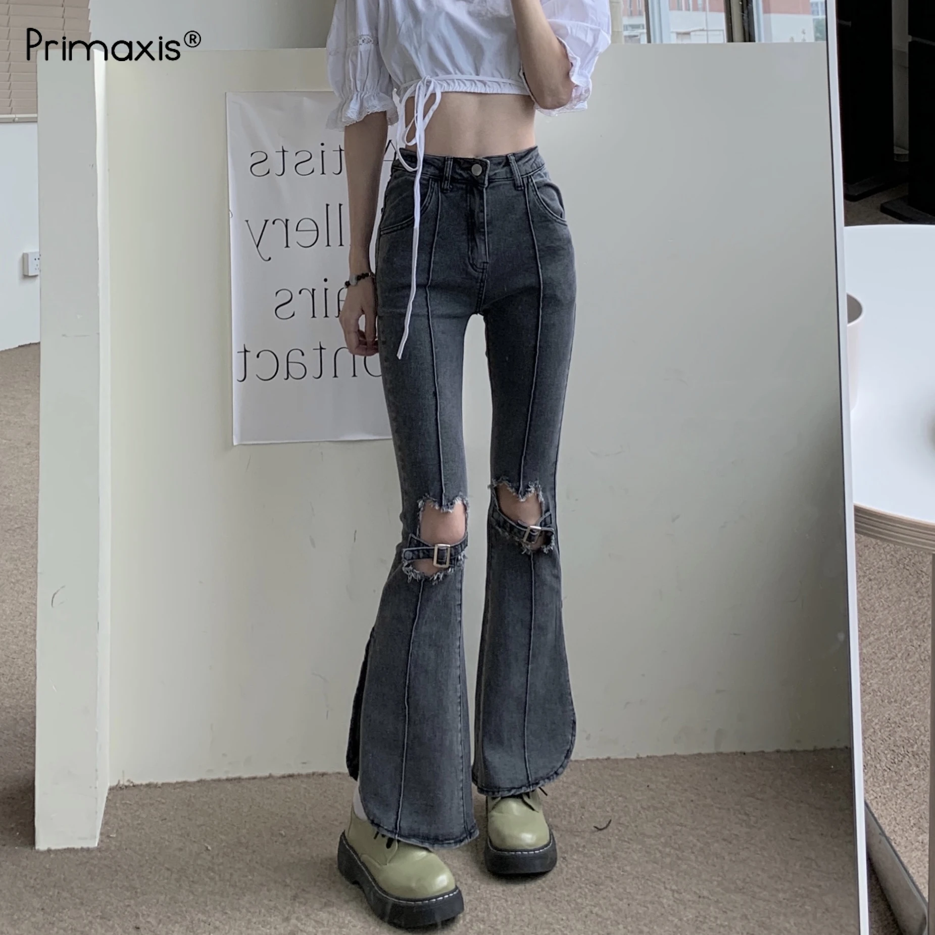 Primaxis jean femme pantalones de mujer ripped bell bottom jeans woman 2021 streetwear urbano pants pantalones ropa mujer
Primaxis jean femme pantalones de mujer ripped bell bottom jeans woman 2021 streetwear urbano pants pantalones ropa mujer
