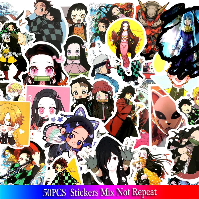50 шт. демон убийца: Kimetsu без Yaiba аниме стикеры наклейки из ПВХ в стиле граффити