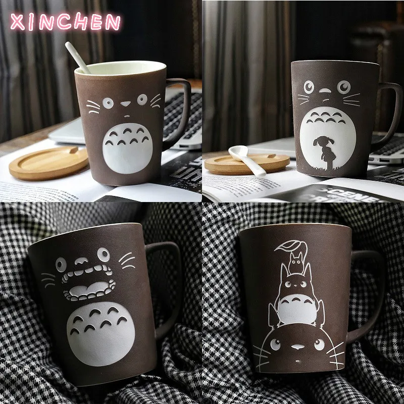 Фото Кружки XINCHEN Totoro для молока/кофе с крышкой и ложкой однотонные кружки чашка