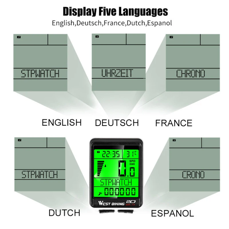 Bike Computer Odometer Stopwatch Speedometer LED Waterproof Bicycle Handlebar Computer Wireless 5 Language Cycling 2.1in Bike C
Bike Computer Odometer Stopwatch Speedometer LED Waterproof Bicycle Handlebar Computer Wireless 5 Language Cycling 2.1in Bike C