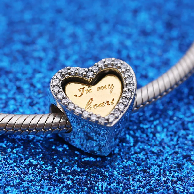 Genuine 925 Sterling Silver Bead Charm Gold Color SHINE & Silver In My Heart Charm Fit pandora Bracelet & Necklace Diy Jewelry
Genuine 925 Sterling Silver Bead Charm Gold Color SHINE & Silver In My Heart Charm Fit pandora Bracelet & Necklace Diy Jewelry