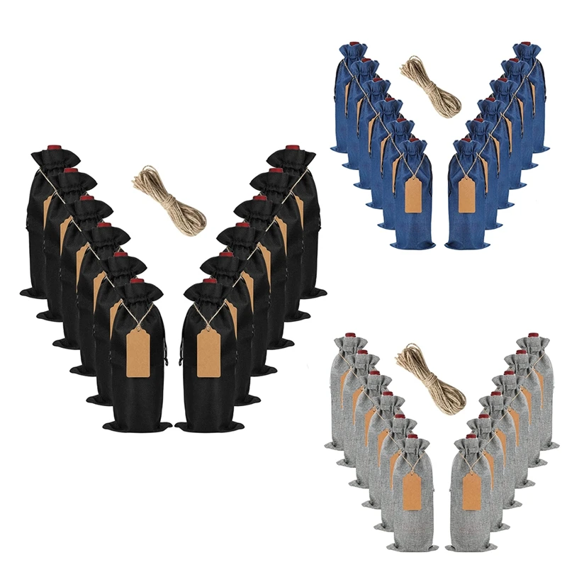 Reusable Burlap Wine Bag,12 Pcs Wine Bottle Gift Bags with Drawstring,for Gift,Christmas,Wedding,Birthday,Party 
Reusable Burlap Wine Bag,12 Pcs Wine Bottle Gift Bags with Drawstring,for Gift,Christmas,Wedding,Birthday,Party