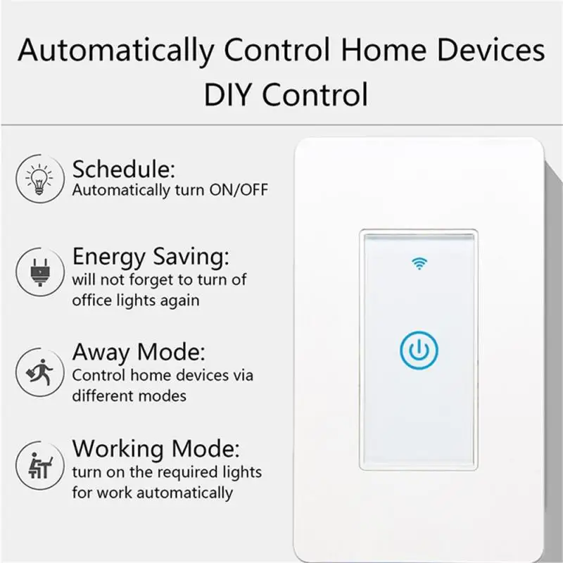 1pc New For Tuya Smart US Wifi+Bluetooth Smart Switch Zero Fire Single Fire Compatible With Google Home Alexa Voice Control
1pc New For Tuya Smart US Wifi+Bluetooth Smart Switch Zero Fire Single Fire Compatible With Google Home Alexa Voice Control