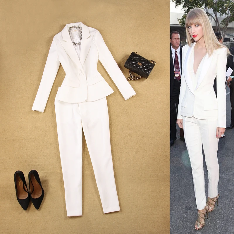 Spring autumn Women's Slim white Suit Pant Suits Set Formal Work Wear Sets Elegant Blazers Pencil pants Simple Suits 2 Piece Set
Spring autumn Women's Slim white Suit Pant Suits Set Formal Work Wear Sets Elegant Blazers Pencil pants Simple Suits 2 Piece Set