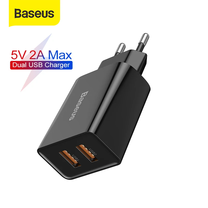 Baseus Dual USB Charger EU Plug 2.1A Max Fast Charging Portable Phone Charger Mini Wall Adapter Charger
Baseus Dual USB Charger EU Plug 2.1A Max Fast Charging Portable Phone Charger Mini Wall Adapter Charger