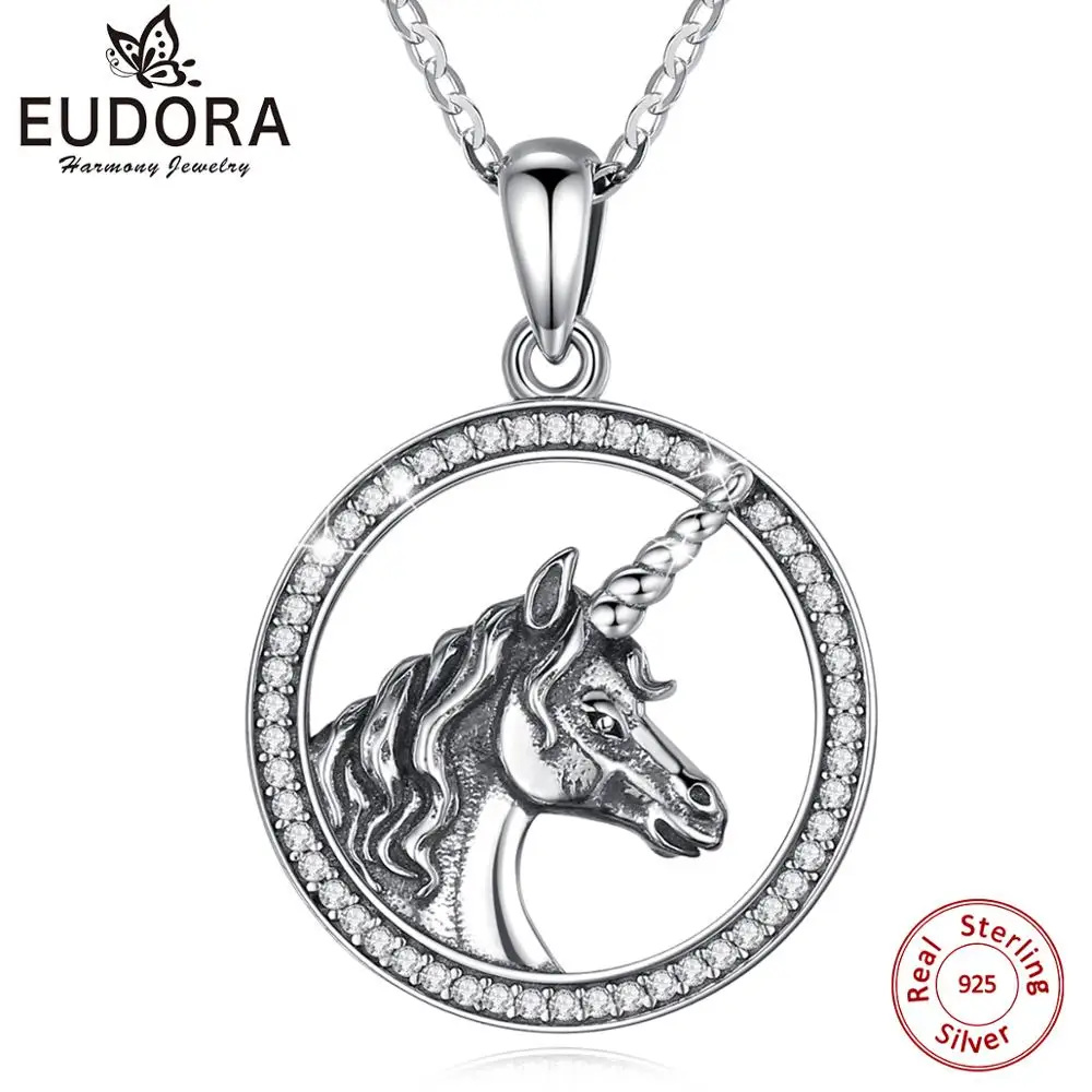 Eudora 925 Sterling Silver unicorn Necklace Pendant vintage horse Necklace with Pure CZ Equestrian Jewelry fo Animal Series D524
Eudora 925 Sterling Silver unicorn Necklace Pendant vintage horse Necklace with Pure CZ Equestrian Jewelry fo Animal Series D524