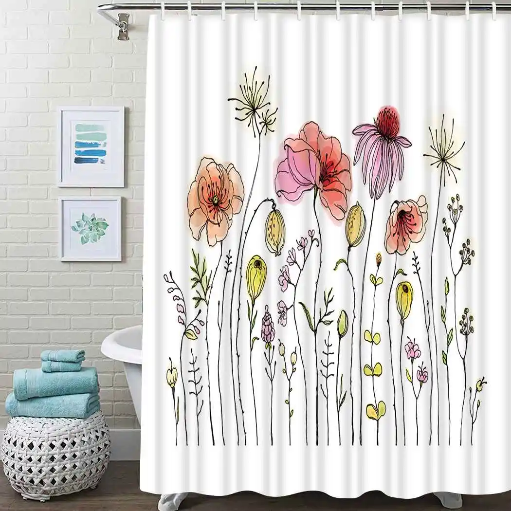 Wildflower Shower Curtain Colorful Vintage Shower Curtain Waterproof Fabric For Bathroom Decor Shower Curtains Set With Hooks
Wildflower Shower Curtain Colorful Vintage Shower Curtain Waterproof Fabric For Bathroom Decor Shower Curtains Set With Hooks