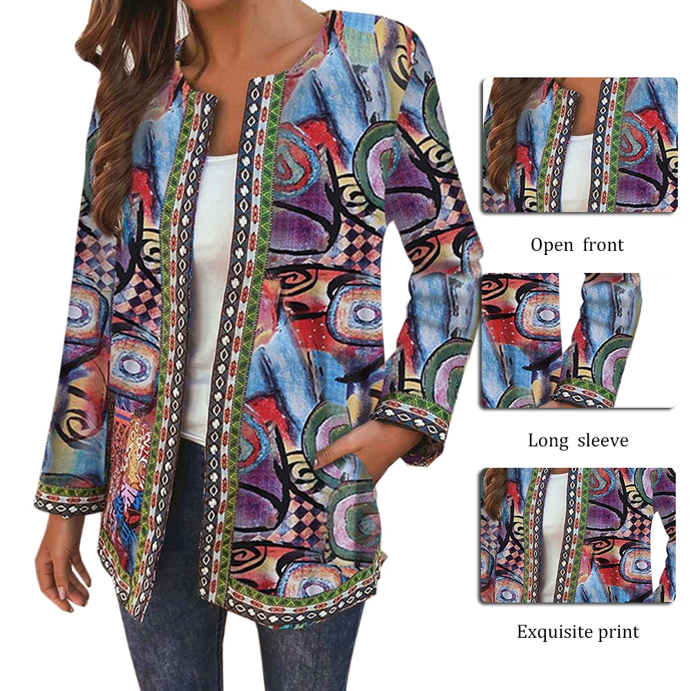 Ethnic Printed Cardigan Thin Coats Women's Jackets New Casual Long Sleeve Coat Plus Size Vintage Ladies Coat Tops
Ethnic Printed Cardigan Thin Coats Women's Jackets New Casual Long Sleeve Coat Plus Size Vintage Ladies Coat Tops