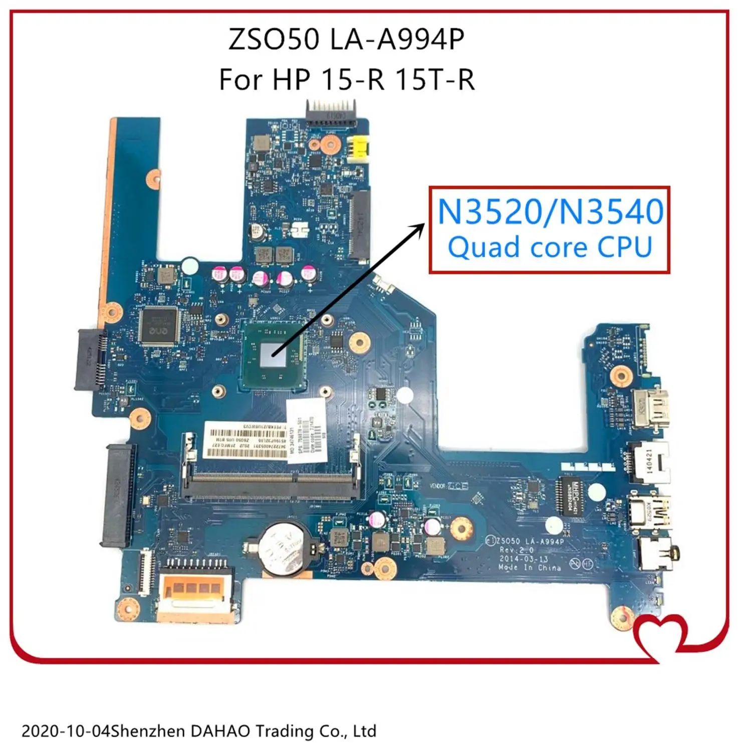 760787-001 788287-501 For HP 15-R 15-R011DX Laptop Motherboard ZS050 LA-A994P With N3520/3540 Quad core CPU 100% Fully Tested
760787-001 788287-501 For HP 15-R 15-R011DX Laptop Motherboard ZS050 LA-A994P With N3520/3540 Quad core CPU 100% Fully Tested