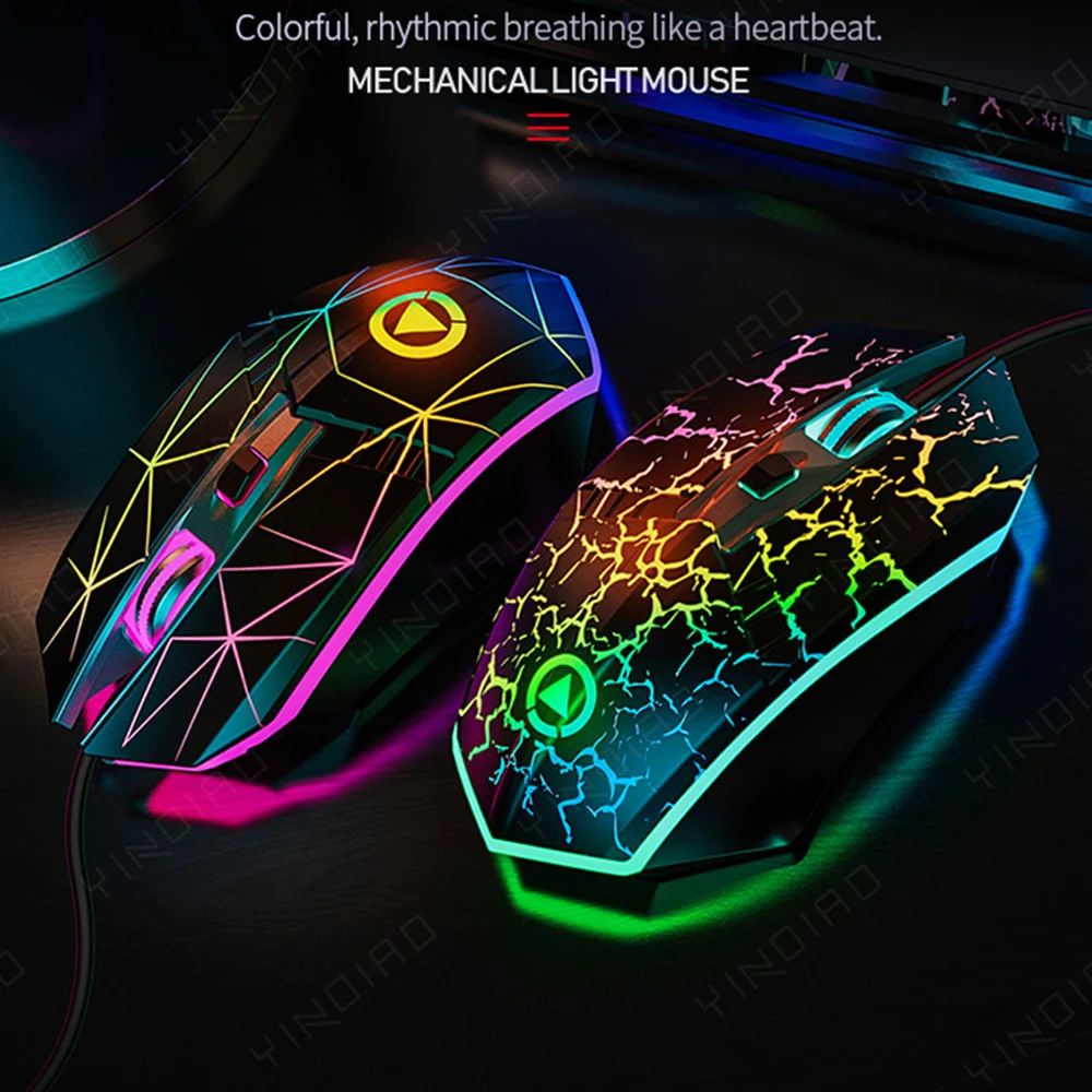 

2021 USB Wired Mouse 2400 DPI Optical 6 Buttons Gaming Mouse LED Breathing Light 1.5M Cable Computer/Game Mice For PC Laptop