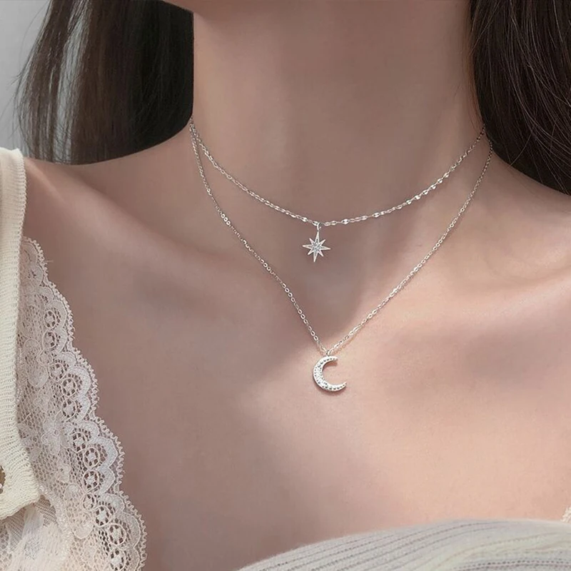 Silver Necklace for Women Crystal Star Moon 925 Sterling Necklace Women Fashion Silver 925 Pendant Necklace
Silver Necklace for Women Crystal Star Moon 925 Sterling Necklace Women Fashion Silver 925 Pendant Necklace