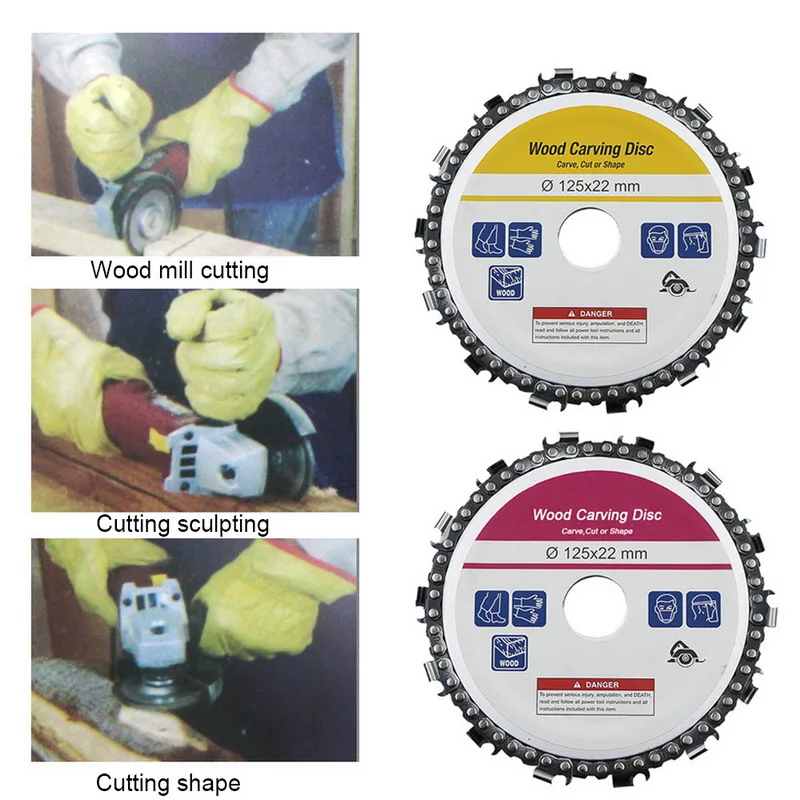 Grinder Chain Disc 5 Inch 14 Teeth 22mm Arbor Woodworking Carving Disc for 125mm Angle Grinder and Circular Saw
Grinder Chain Disc 5 Inch 14 Teeth 22mm Arbor Woodworking Carving Disc for 125mm Angle Grinder and Circular Saw