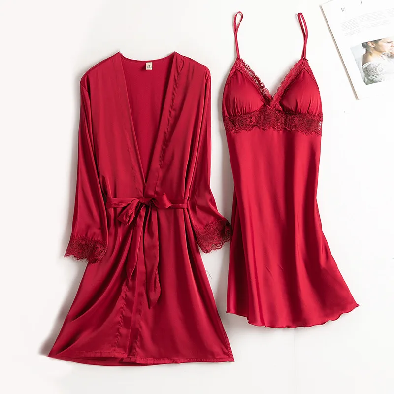 Spring Summer New Two Piece Set Women Robe Silk Satin Long Sleeve Bathrobe Suit Ladies Sexy Loose Casual Homewear Sleepwear
Spring Summer New Two Piece Set Women Robe Silk Satin Long Sleeve Bathrobe Suit Ladies Sexy Loose Casual Homewear Sleepwear