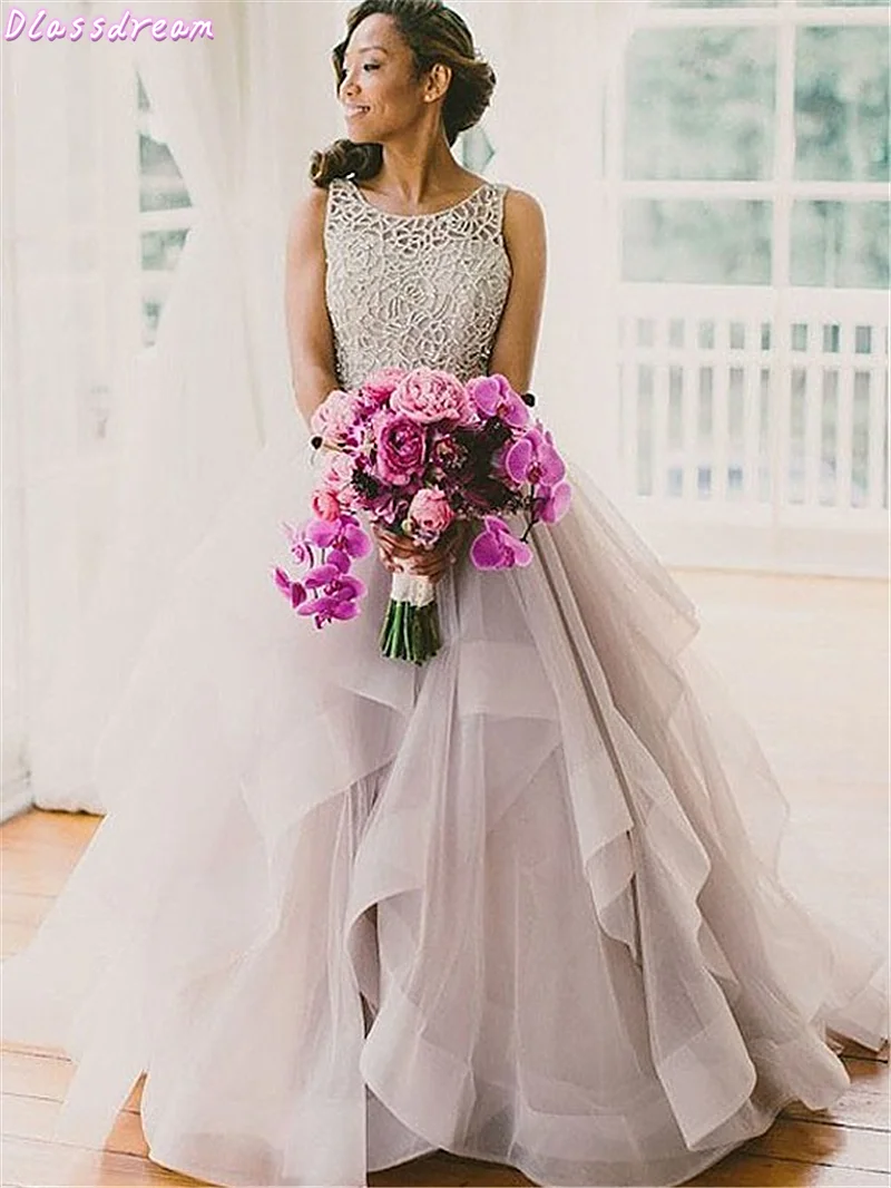 Gray Tulle Prom Dress For Wedding Elegant Tiered Ruffels O-neck Sleeveless Bead Top Sweep Train Evening Dress коктейльные платья
Gray Tulle Prom Dress For Wedding Elegant Tiered Ruffels O-neck Sleeveless Bead Top Sweep Train Evening Dress коктейльные платья
