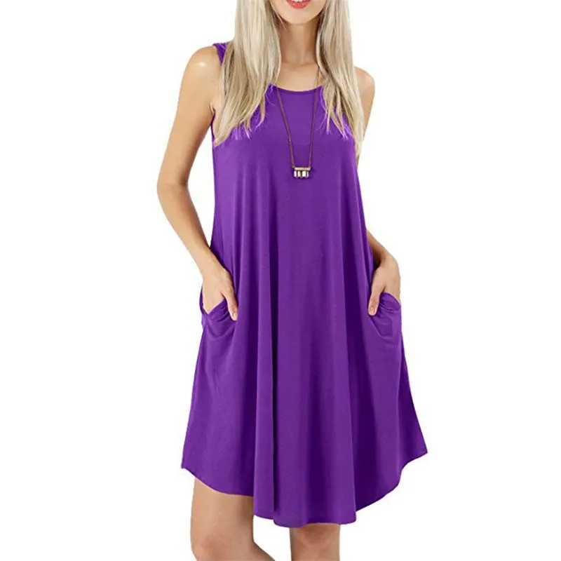 2021 Summer Women Solid Color Sleeveless Sexy Dress Casual Loose Mid Waist O-neck Ladies Holiday Party Dress
2021 Summer Women Solid Color Sleeveless Sexy Dress Casual Loose Mid Waist O-neck Ladies Holiday Party Dress