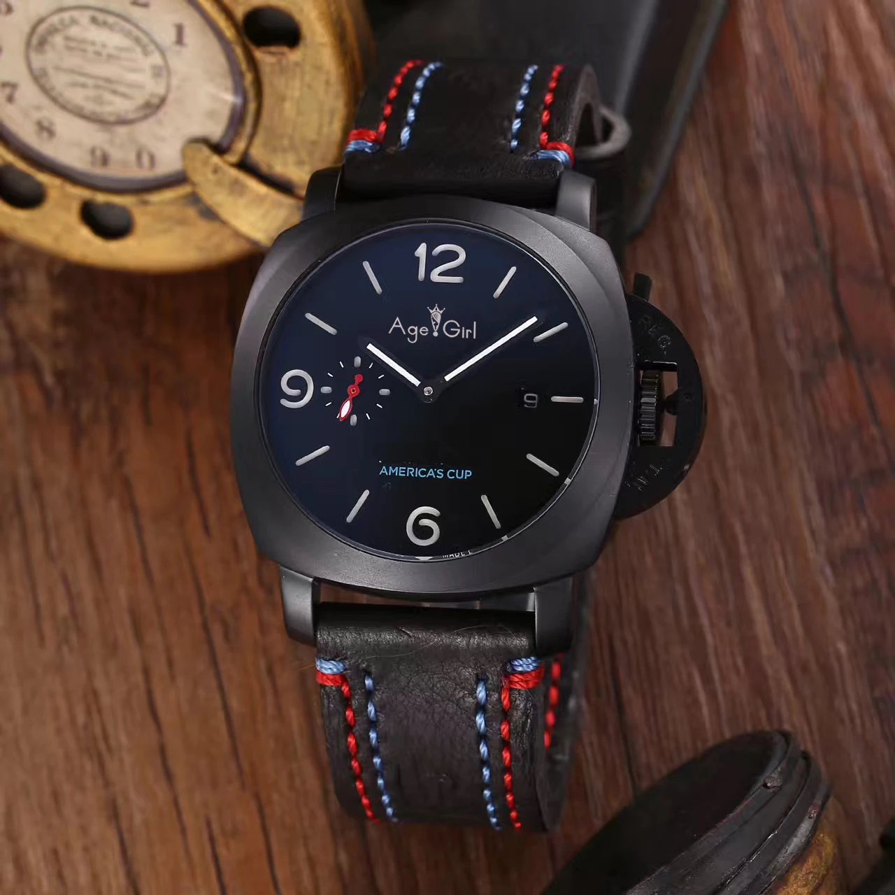 Classic Men Automatic Mechanical Sapphire Stainless Steel Black Red Blue 1950 America's Cup Watch Luminous Leather Rubber
Classic Men Automatic Mechanical Sapphire Stainless Steel Black Red Blue 1950 America's Cup Watch Luminous Leather Rubber