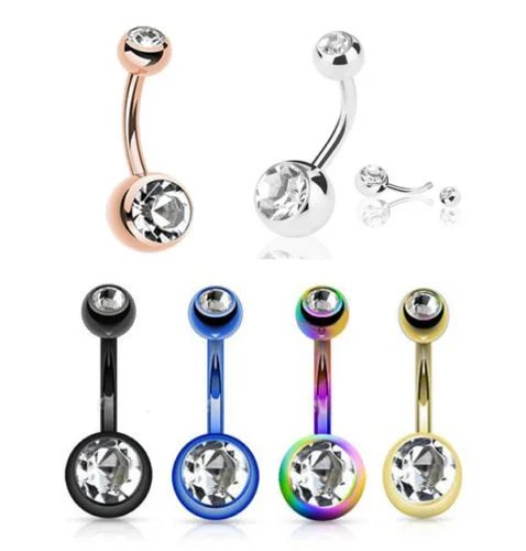 Fashion Double Gems Surgical Steel Belly Rings
Fashion Double Gems Surgical Steel Belly Rings