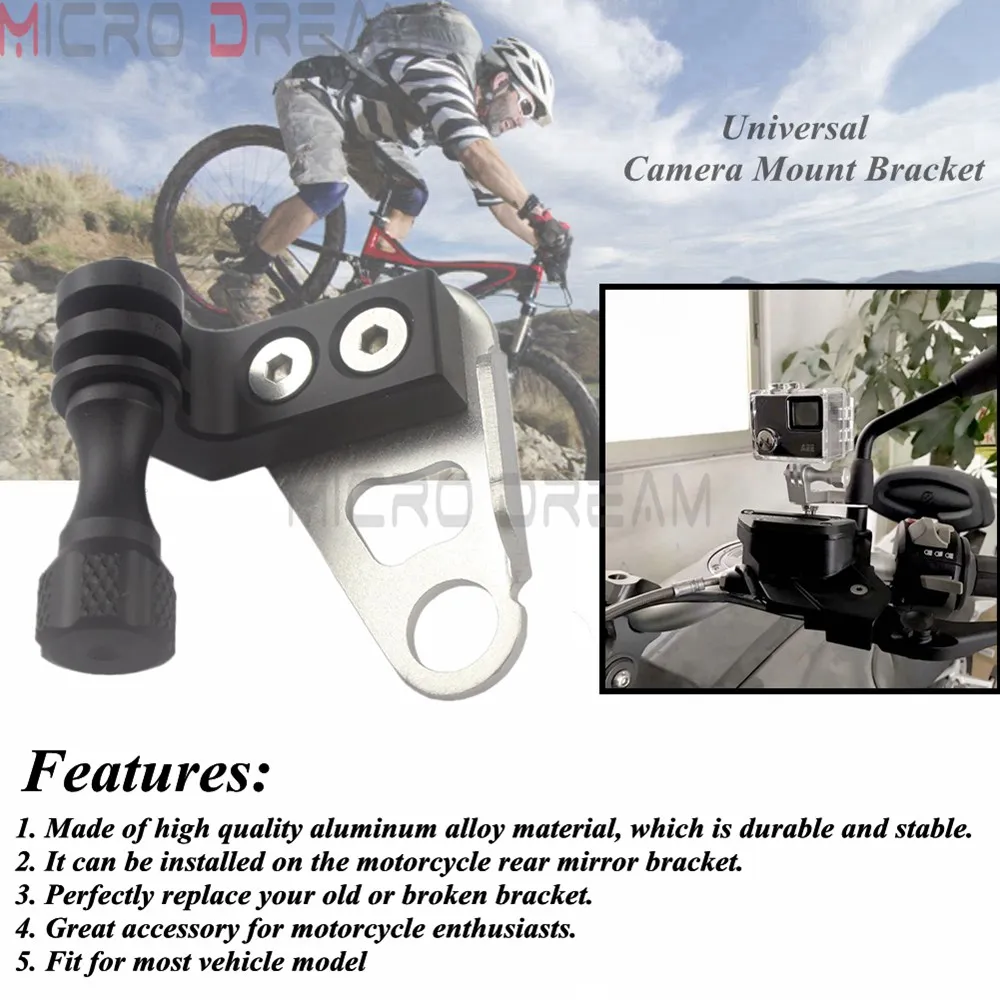 Крепление для мотоцикла и велосипеда боковое зеркало держатель камеры VCR Gopro с
