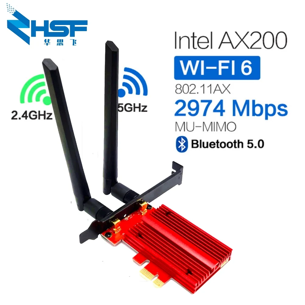 Wi-Fi 6 AX200 Pro двухдиапазонный Адаптер 2 4 Гбит/с PCIe карта Intel гигабитная сетевая 802.11AX