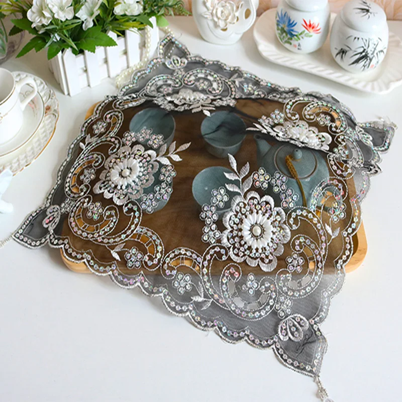 Europe Handmade Embroidery beading bed Table Runner flag cloth cover Lace tablecloth mat kitchen wedding Christmas party decor 
Europe Handmade Embroidery beading bed Table Runner flag cloth cover Lace tablecloth mat kitchen wedding Christmas party decor