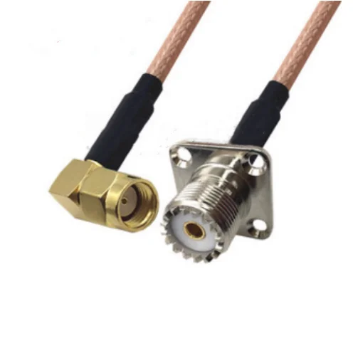

RG316 Cable RP-SMA Male Right Angle To UHF SO239 Female 4 Hole Flange Panel Mount Connector RF Coaxial Jumper Cable