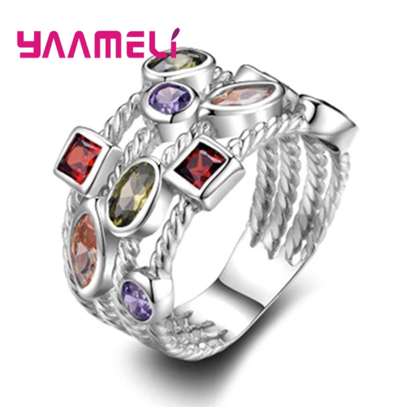 America Europe Creative Colorful Micro-inlaid Cubiz Zirconia Ring 925 Sterling Silver Popular Engagement Female Hand Jewelry
America Europe Creative Colorful Micro-inlaid Cubiz Zirconia Ring 925 Sterling Silver Popular Engagement Female Hand Jewelry