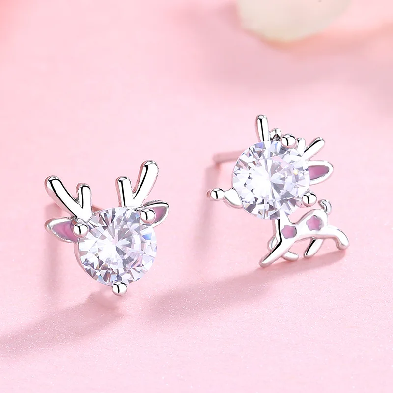 100% Real 925 Sterling Silver Pink Elk Stud Earrings White Zircon Deer Earrings Small Cute Jewelry for Women Girl Christmas gift
100% Real 925 Sterling Silver Pink Elk Stud Earrings White Zircon Deer Earrings Small Cute Jewelry for Women Girl Christmas gift