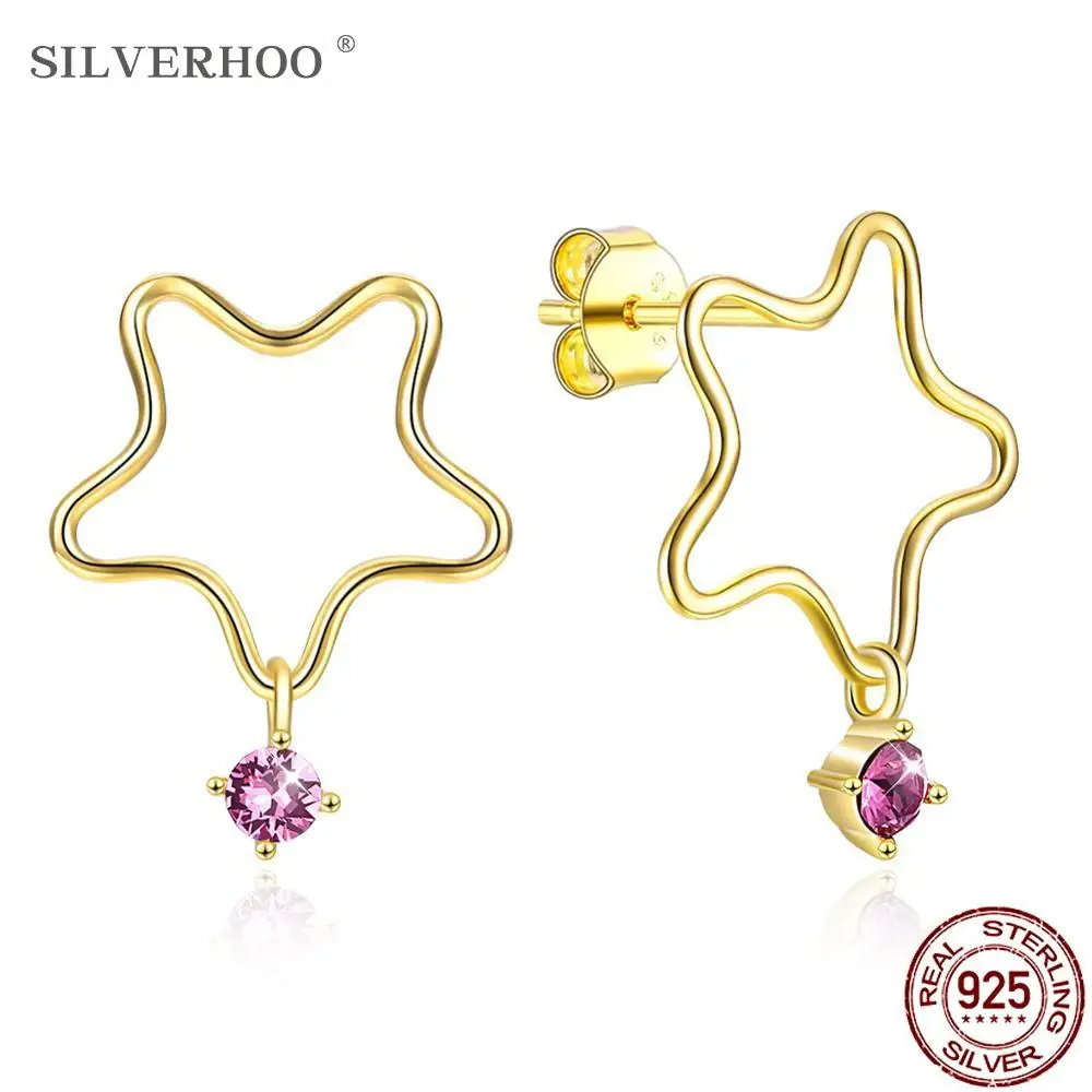SILVERHOO 925 Sterling Silver Stud Earring Hollow Star Casual Style With Purple Austria Crystal Cute Jewelry Earrings For Women
SILVERHOO 925 Sterling Silver Stud Earring Hollow Star Casual Style With Purple Austria Crystal Cute Jewelry Earrings For Women