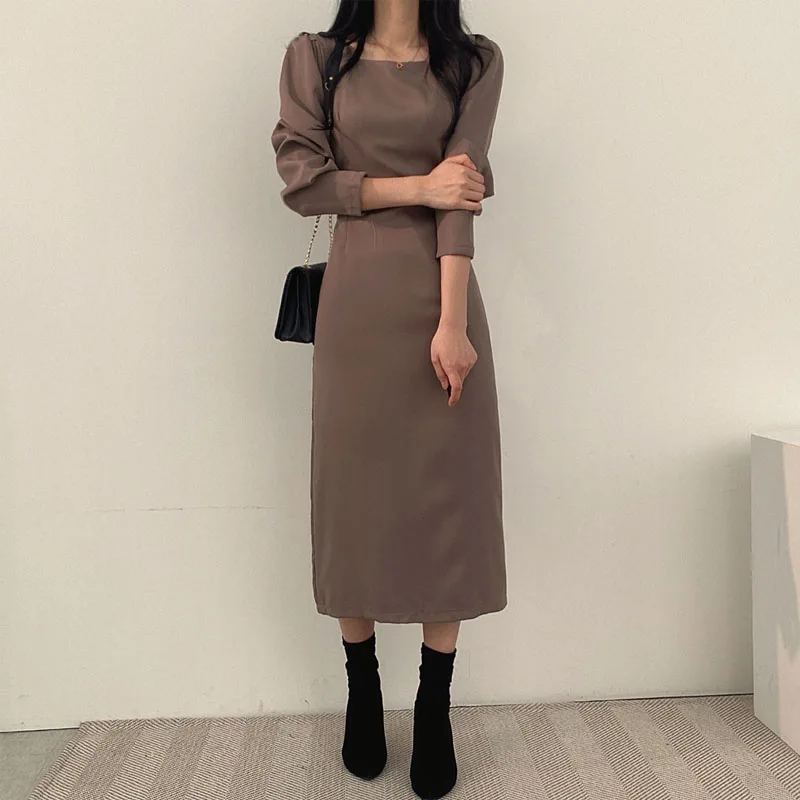 New 2022 Spring Autumn Chic Korean Women'S Clothing Long Dress French Elegant Square Neck Long Sleeve Office Ladies Casual Dress
New 2022 Spring Autumn Chic Korean Women'S Clothing Long Dress French Elegant Square Neck Long Sleeve Office Ladies Casual Dress