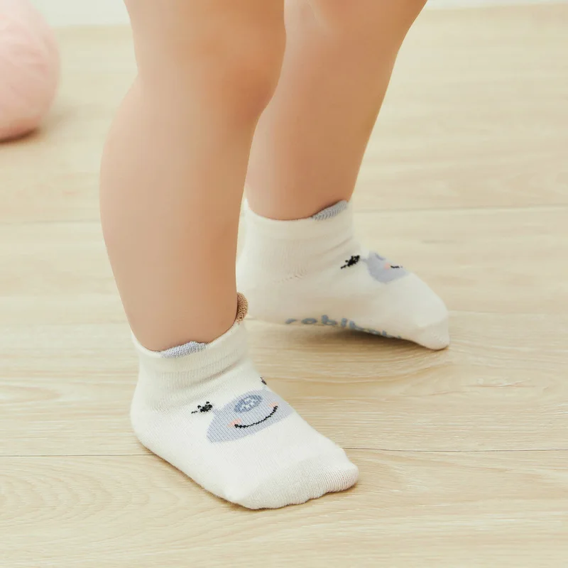 Милые хлопковые нескользящие носки с рисунком лисы для новорожденных малышей От