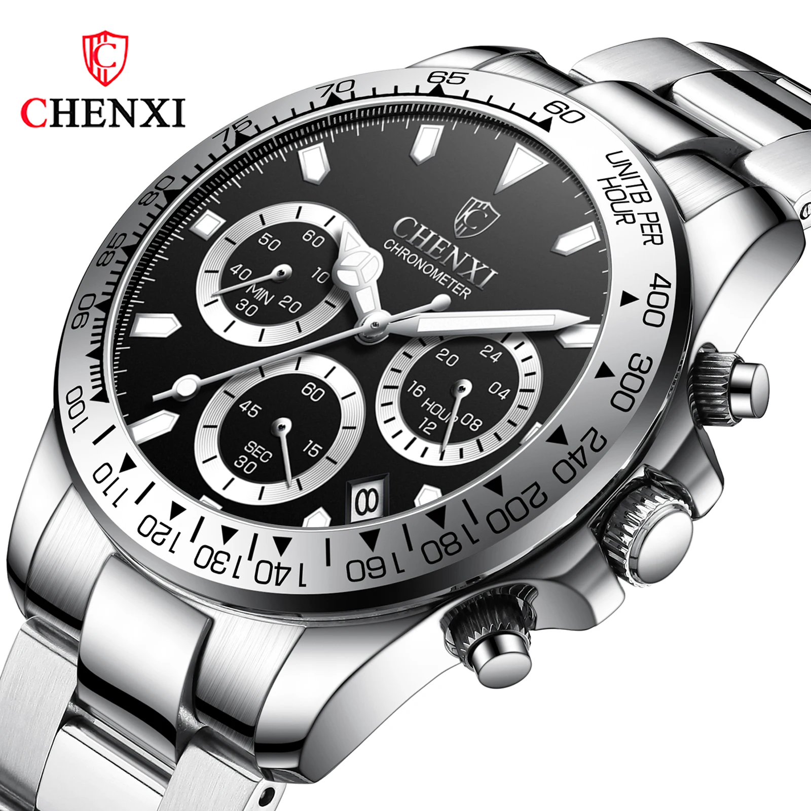 CHENXI brand men's steel band multi-function sports quartz watch waterproof strong luminous watch
CHENXI brand men's steel band multi-function sports quartz watch waterproof strong luminous watch