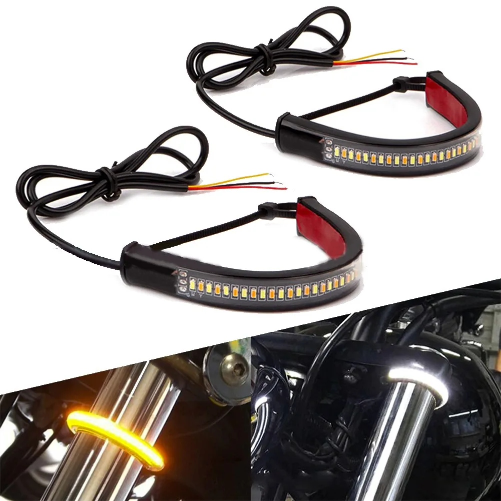 2pcs White/Amber Switchback LED Fork Turn Signal DRL Light Strips Daytime Flashing Light Ring Light For Most Motorcycles
2pcs White/Amber Switchback LED Fork Turn Signal DRL Light Strips Daytime Flashing Light Ring Light For Most Motorcycles