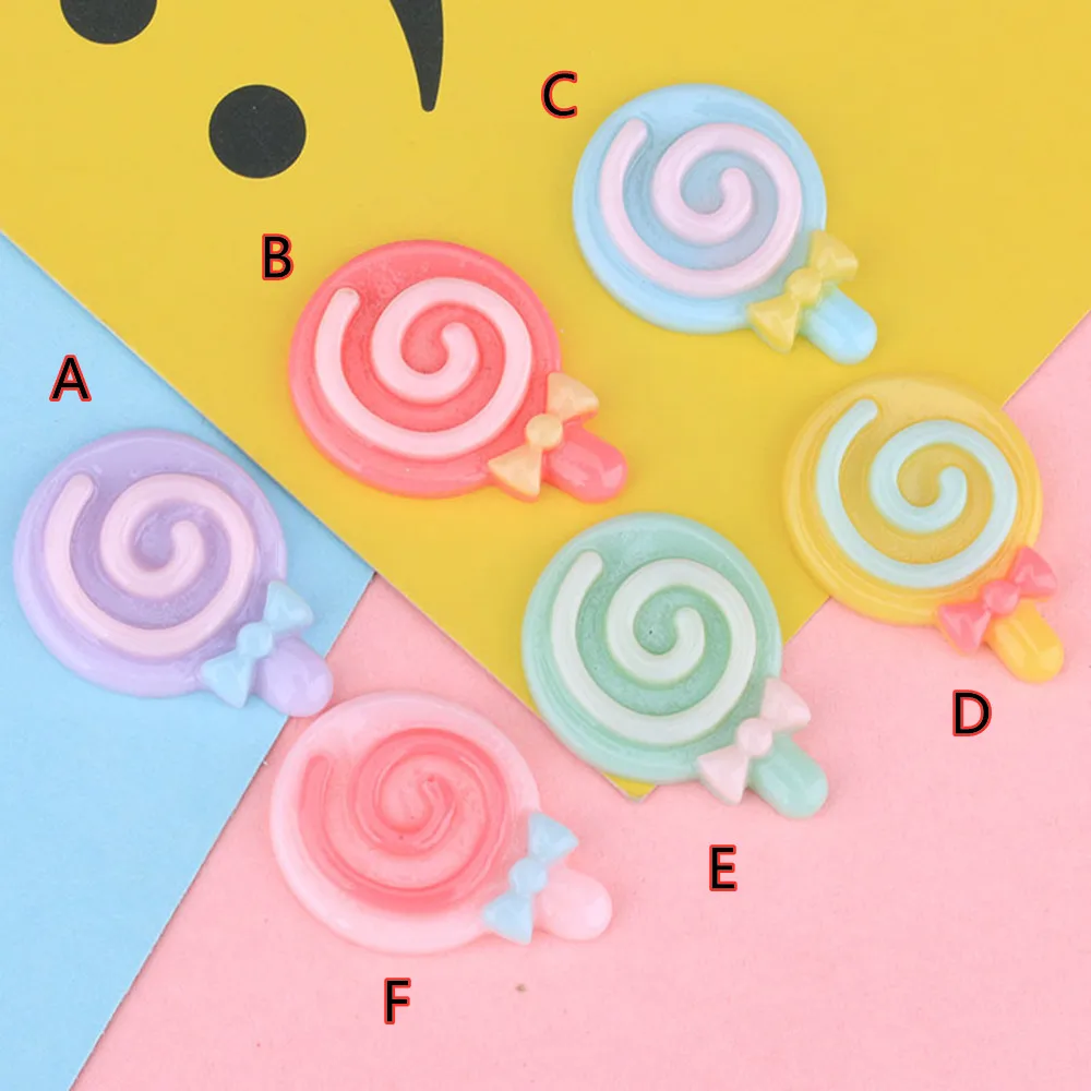 

Lolly Cartoon Candy Flatback Cabochon 20pcs Lollipop Food Embellishment for Scrapbooking Phone Hair Accessories