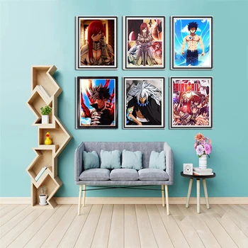 Fairy Tail Erza Zeref Death Acnologia Anime Digital Illustration Picture Canvas Art Prints,8 x 10 Inches,No Frame,Set of 6