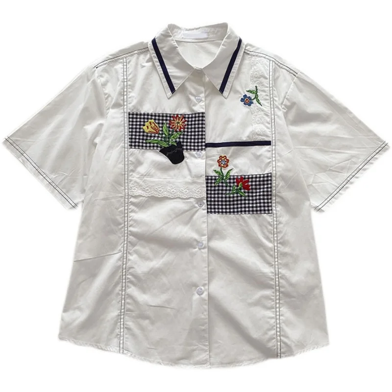 Женская рубашка с цветочной вышивкой в японском стиле колледжа
Женская рубашка с цветочной вышивкой в японском стиле колледжа