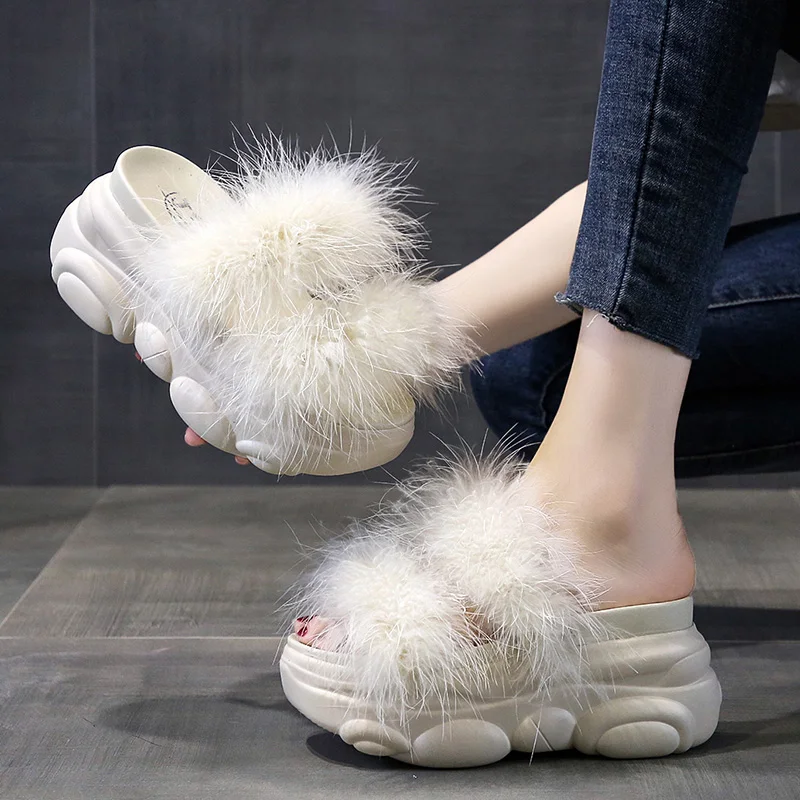 Online celebrity slippers women wear 2021 new tide shoes summer platform fashion ladies high heels Mao Mao slippers.9cm
Online celebrity slippers women wear 2021 new tide shoes summer platform fashion ladies high heels Mao Mao slippers.9cm