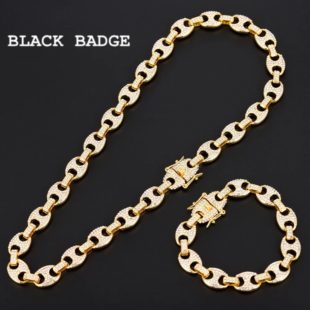 Hip Hop Necklaces Miami Iced Out Cuban Chain Paved Rhinestone Gold Silver Color Zircon Necklace Bracelet Set for Men
Hip Hop Necklaces Miami Iced Out Cuban Chain Paved Rhinestone Gold Silver Color Zircon Necklace Bracelet Set for Men