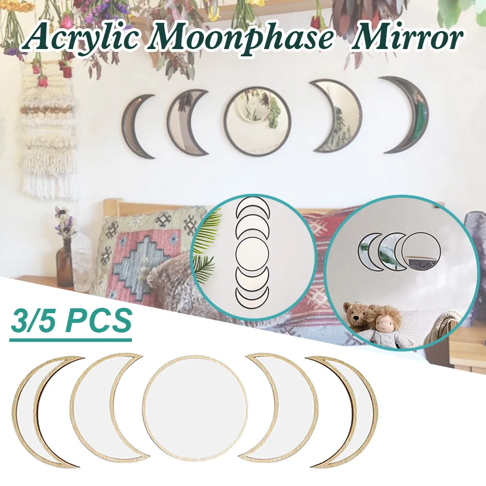 5PCS Wooden Acrylic Moon Wall Decorative Mirror Moon Cycle Variation Wall Mirror Creative Bohemian Mirror Living Room, Bedroom
5PCS Wooden Acrylic Moon Wall Decorative Mirror Moon Cycle Variation Wall Mirror Creative Bohemian Mirror Living Room, Bedroom