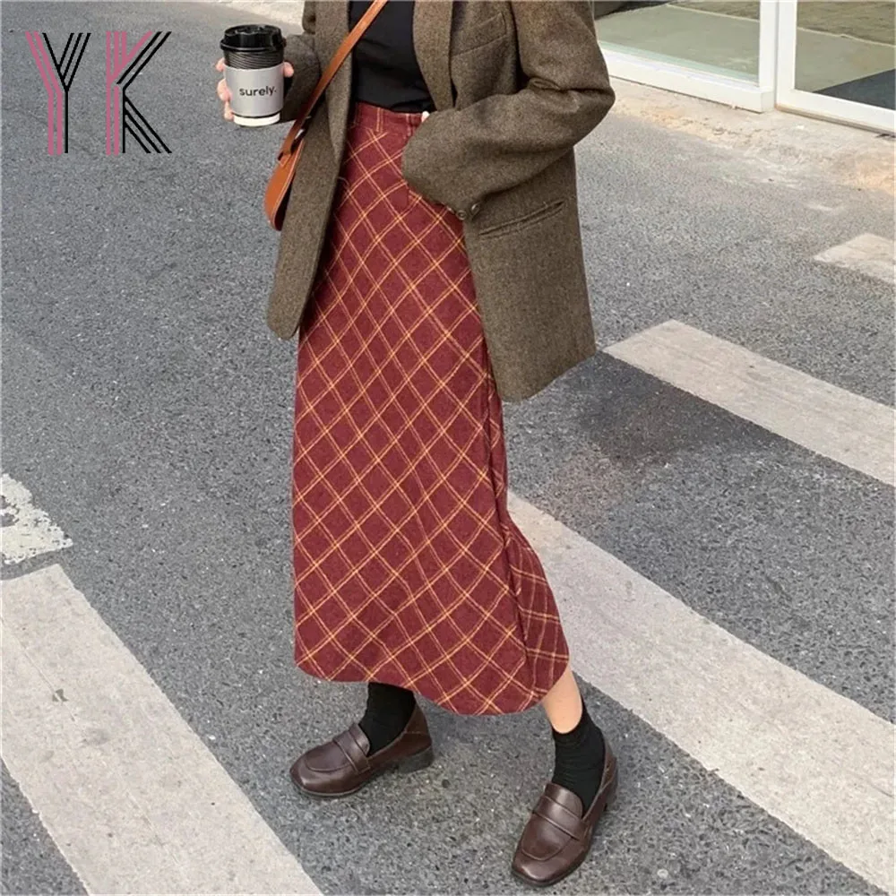 Vintage Red Plaid Wool Zipper Straight Long Skirt Elegant Autumn Winter Streetwear Korean Sukienka High Waist Wild Harajuku Saia
Vintage Red Plaid Wool Zipper Straight Long Skirt Elegant Autumn Winter Streetwear Korean Sukienka High Waist Wild Harajuku Saia