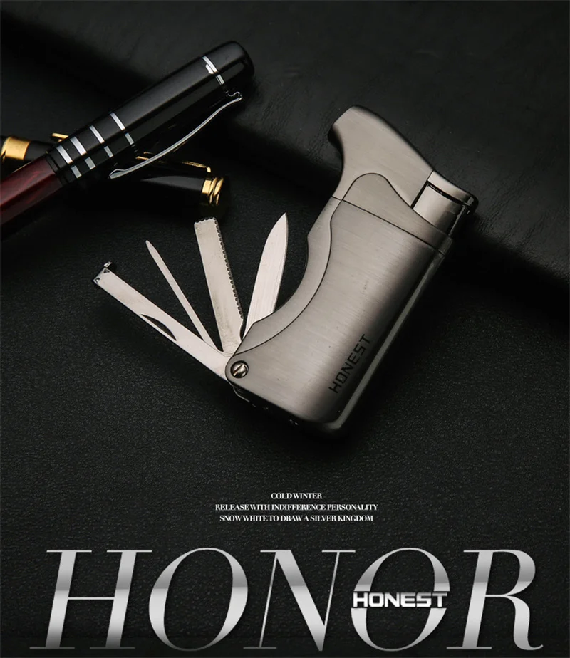 Honest gas turbine butane lighter men's tool multi purpose suitable for cigars, cigarettes metal essential for high-end people
Honest gas turbine butane lighter men's tool multi purpose suitable for cigars, cigarettes metal essential for high-end people