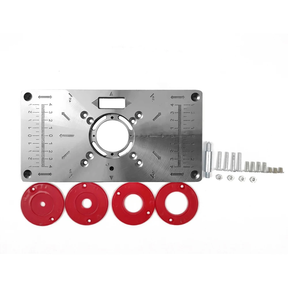 Multifunctional Router Table Insert Plate Woodworking Benches Aluminium Wood Router Trimmer Models Engraving Machine with 4Rings
Multifunctional Router Table Insert Plate Woodworking Benches Aluminium Wood Router Trimmer Models Engraving Machine with 4Rings