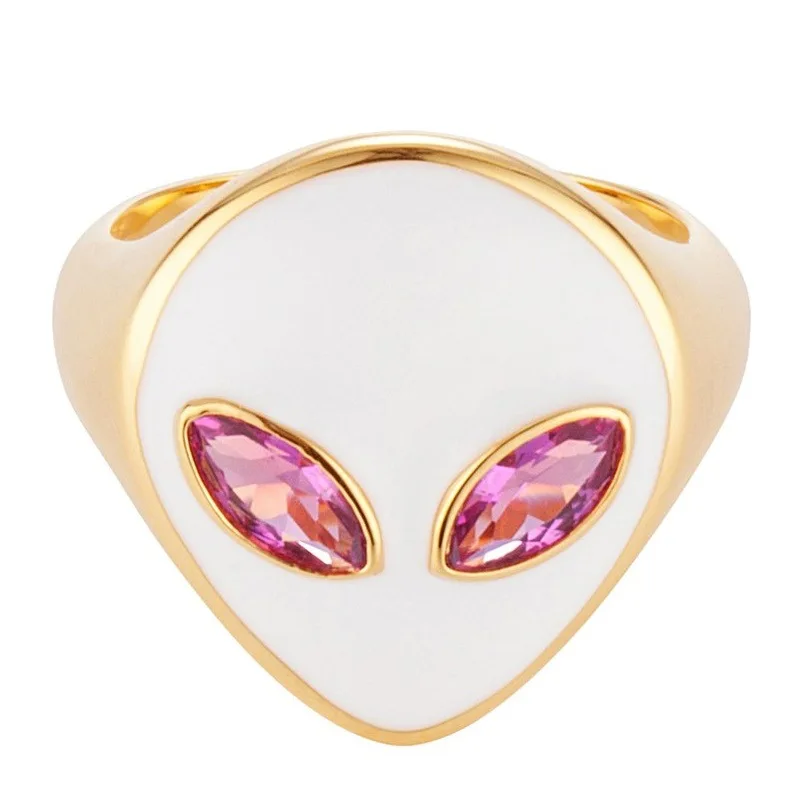 ZN New Metal Geometric Rings Gold Plated Alien Face Head Crystal Rings For Women Trend New Design Jewelry Gift
ZN New Metal Geometric Rings Gold Plated Alien Face Head Crystal Rings For Women Trend New Design Jewelry Gift