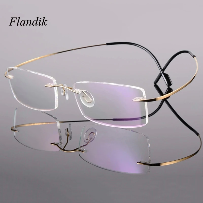 

Rimless Titanium Alloy Reading Glasses Anti Blue Ray Ultralight Men Women Frameless Prescription Presbyopia Glasses