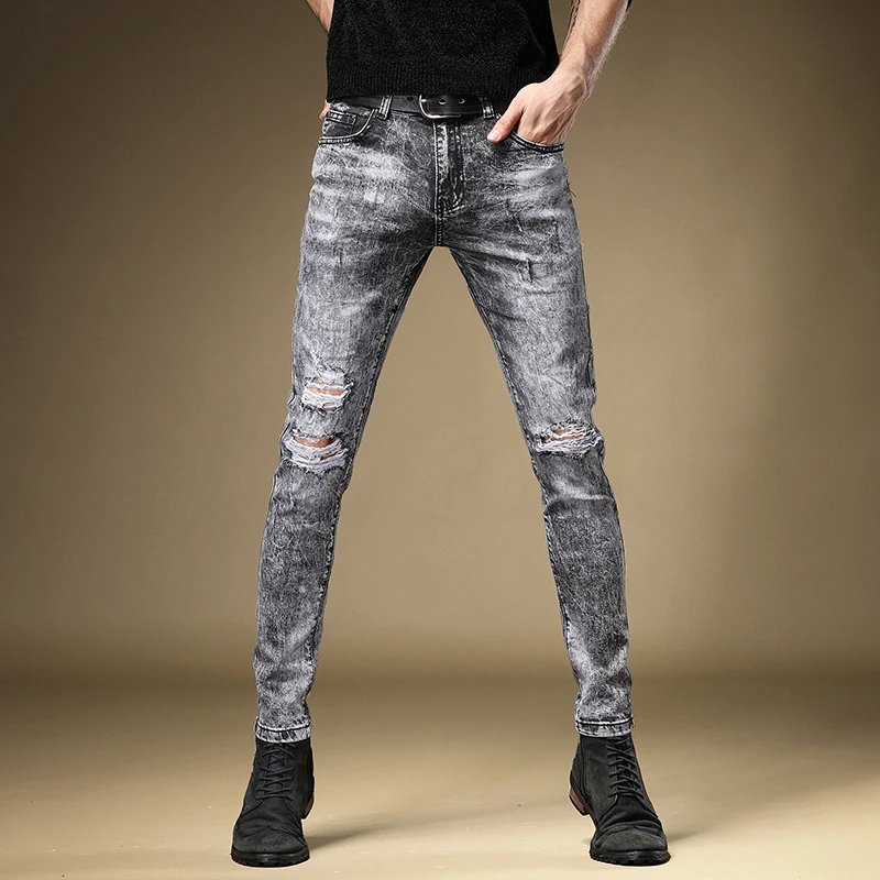Free Shipping New men's male Autumn thin jeans mens trendy brand handsome slim-fit pants ripped smoke gray denim trousers
Free Shipping New men's male Autumn thin jeans mens trendy brand handsome slim-fit pants ripped smoke gray denim trousers