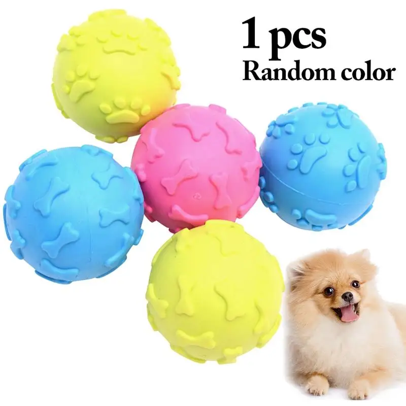 

1pc Pet Dogs Toys Chew Squeaky Rubber Toy For Puppy Ball Creative Dog Bite Ball Pet Chew Ball Toy Dog Accessories Random Color