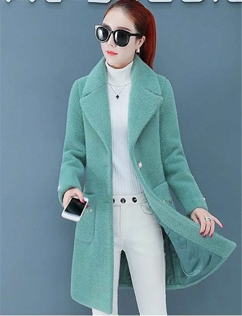 Autumn Winter Women's Woolen Jackets New Fashion Imitate Imitation Mink Velvet Coat Elegant Ladies Office Mid Long Outerwear
Autumn Winter Women's Woolen Jackets New Fashion Imitate Imitation Mink Velvet Coat Elegant Ladies Office Mid Long Outerwear