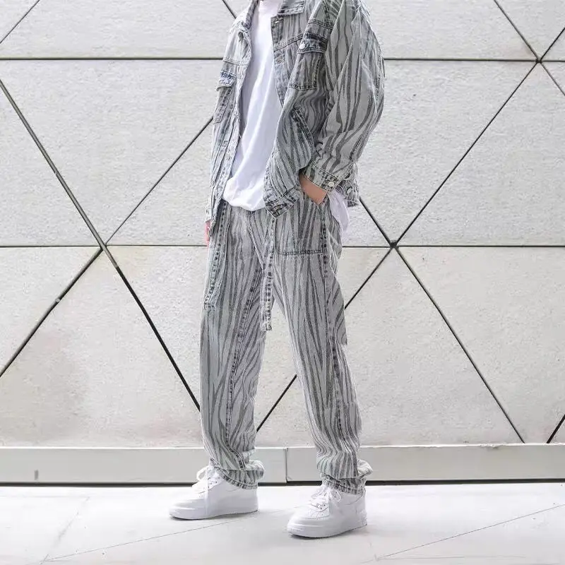 Zebra Print Mens Fashion Closing Trends Loose Straight High Street Draping Wide Leg Distressed Cargo Jeans Denim Jeans for Men
Zebra Print Mens Fashion Closing Trends Loose Straight High Street Draping Wide Leg Distressed Cargo Jeans Denim Jeans for Men