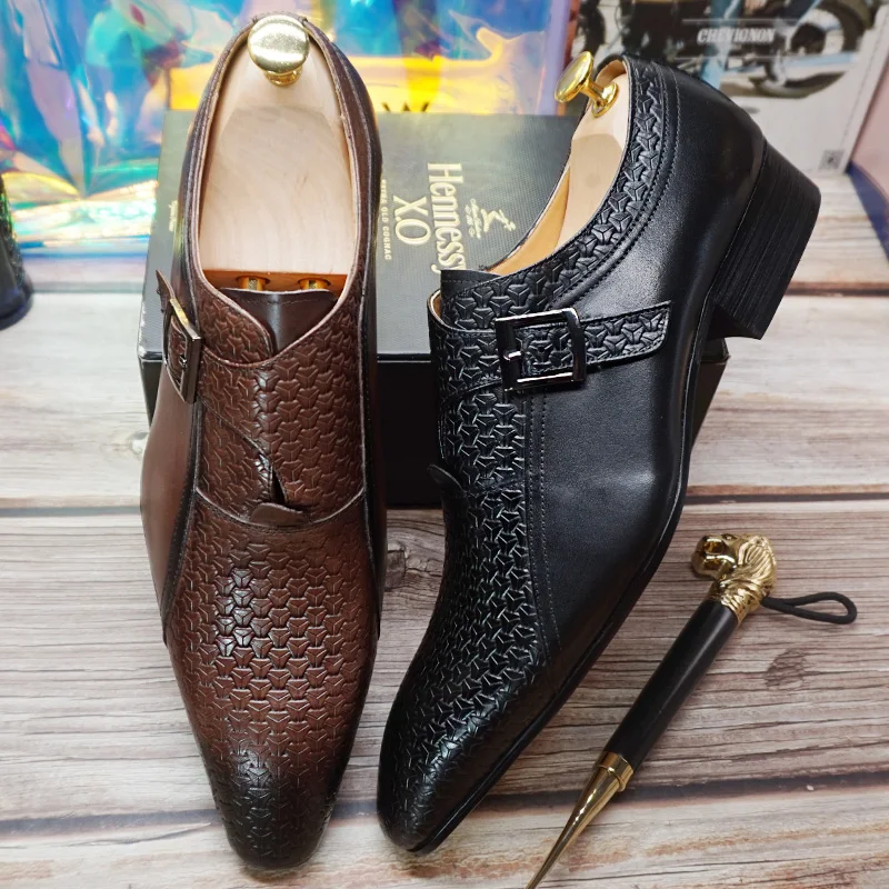 Luxury Men Loafers Shoes Fashion Prints Genuine Leather Monk Strap Men Dress Casual Shoes Black Brown Wedding Office Men's Shoes 
Luxury Men Loafers Shoes Fashion Prints Genuine Leather Monk Strap Men Dress Casual Shoes Black Brown Wedding Office Men's Shoes