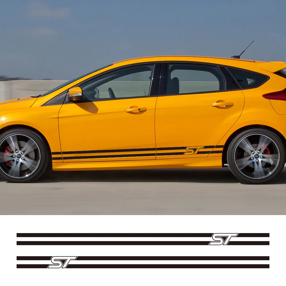 Наклейки для стайлинга автомобиля 2 шт./лот Ford Focus ST Sport полоса боковой юбки